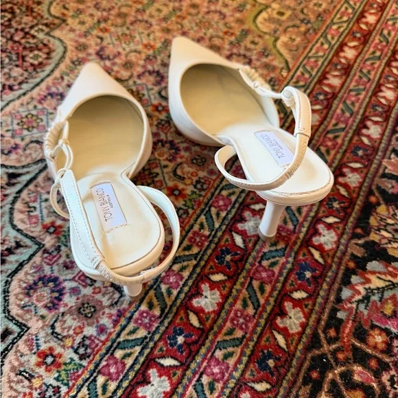 Tony Bianco Cream Pointed Toe Slingback Pumps with Ruched Strap - Picture 5 of 5